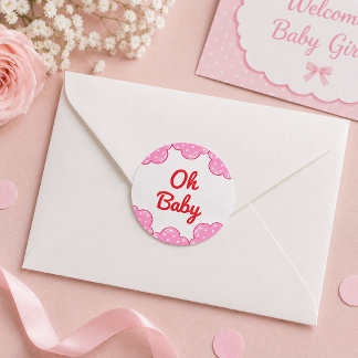 Kuschelige rosa Wolken Baby Mädchen Shower Runder Aufkleber