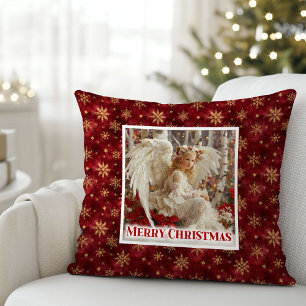 Kuscheliger Engel Rot Gold Weihnachts-Kissen-Gesch Kissen