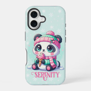 Kuscheliger Kawaii-Panda mit Eiscremekegel Winter iPhone 16 Hülle