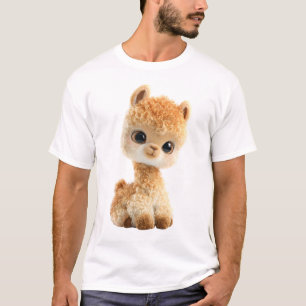 Kuscheliges Goldenes Lockiges Fell Alpaka Portrait T-Shirt