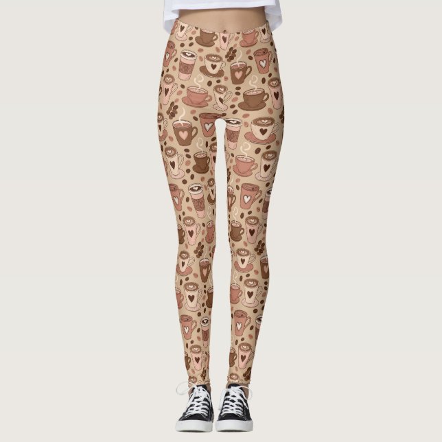 Kuscheliges Kaffeetassen-Muster (1) Leggings (Vorderseite)