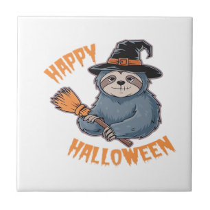 Kuscheln Sie sich in unser Halloween-Faultier-T-Sh Fliese