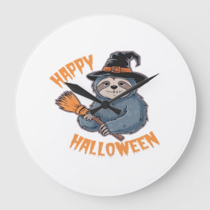 Kuscheln Sie sich in unser Halloween-Faultier-T-Sh Große Wanduhr