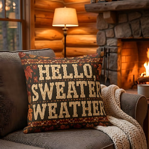 Kuschlige Herbst-Hallo-Pullover-Wetter-Akzentkisse Kissen