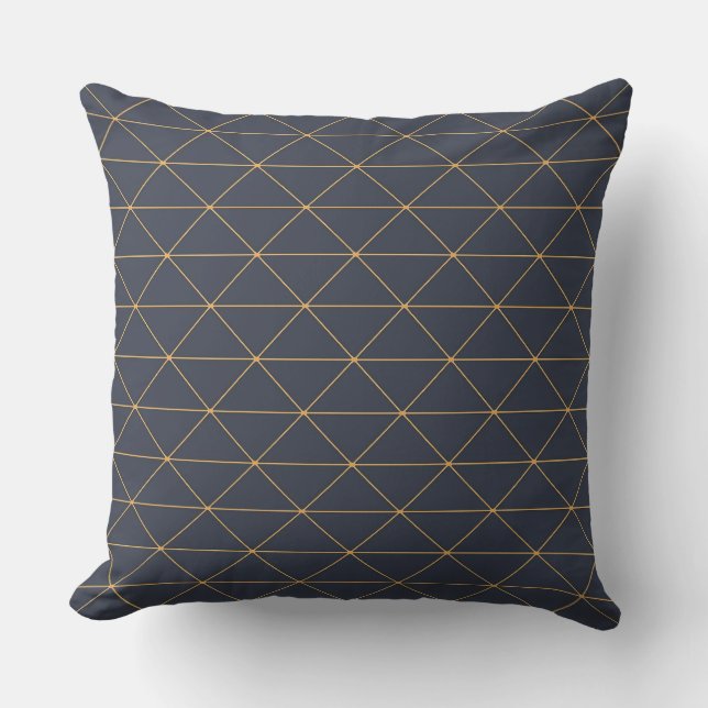 Kushions - Geometrisches Gold- und Blaumuster Kissen (Vorderseite)