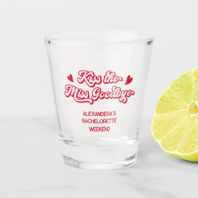 Küss auf Wiedersehen Pink Bachelorette Schnapsglas (Vorderseite)