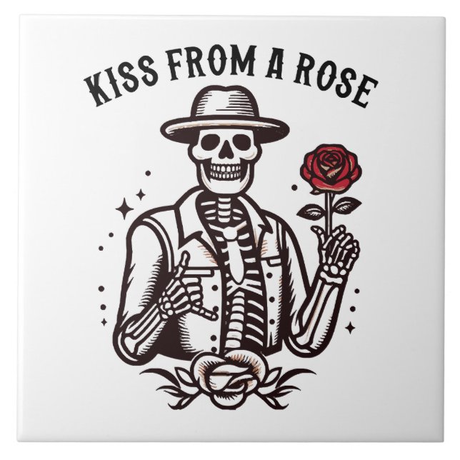 Kuss aus einer Rose Fliese (Vorderseite)