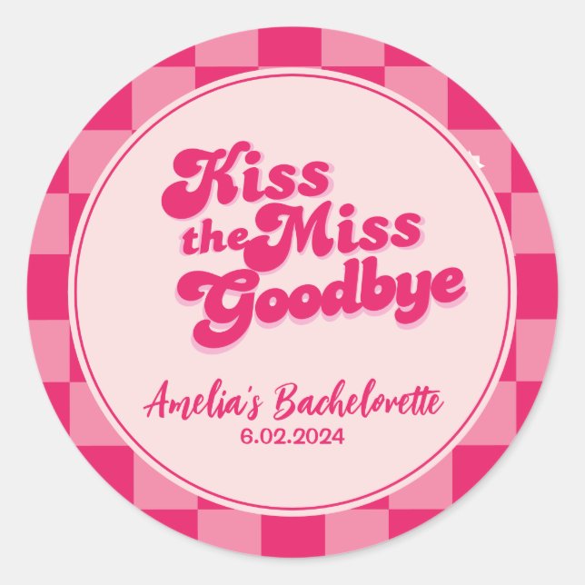 Kuss das Bachelorette Weekend Party Runder Aufkleber (Vorderseite)