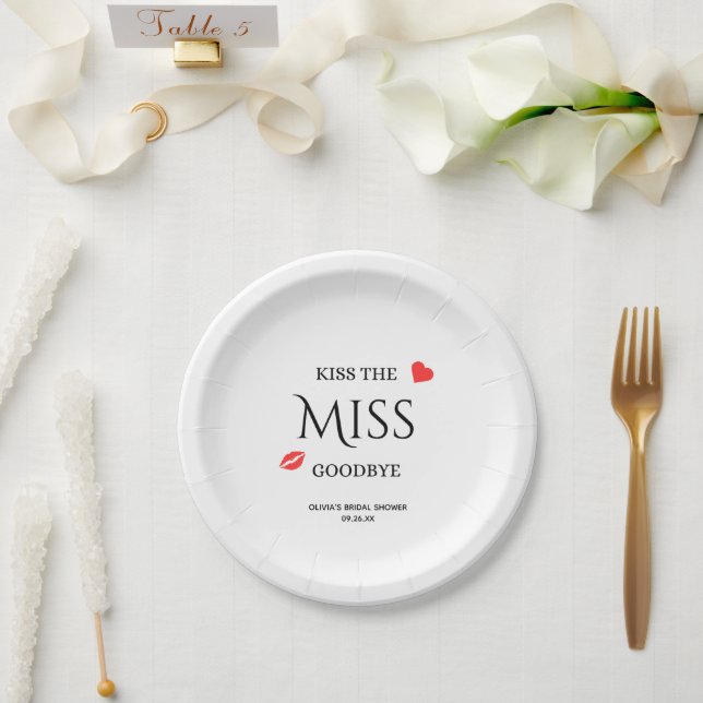 Küss das Miss-Goodbye-Brautparty Pappteller (Hochzeit)