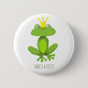 Küss den Froschprinzen zum Valentinstag süßes Gesc Button
