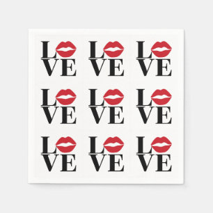 Kuss der Liebe Zeitgenössische rote Lippen Papier  Serviette