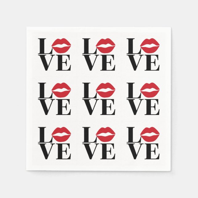 Kuss der Liebe Zeitgenössische rote Lippen Papier  Serviette (Vorderseite)