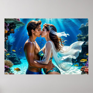 Kuss der Unterwasserliebenden Poster