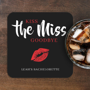 Küss die Miss Goodbye roten Lippen Junggesellinnen Rechteckiger Pappuntersetzer