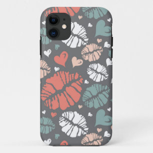 Kuss-Druck und Herz-Muster iPhone 11 Hülle