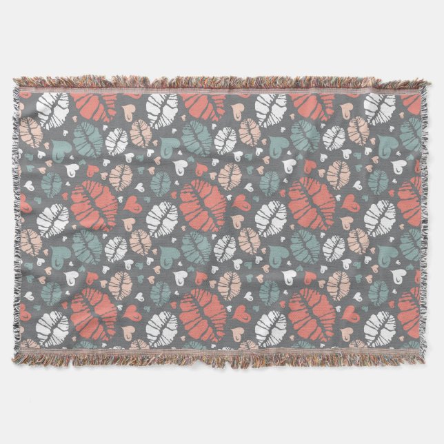 Kuss-Druck und Herz-Muster Decke (Vorderseite)