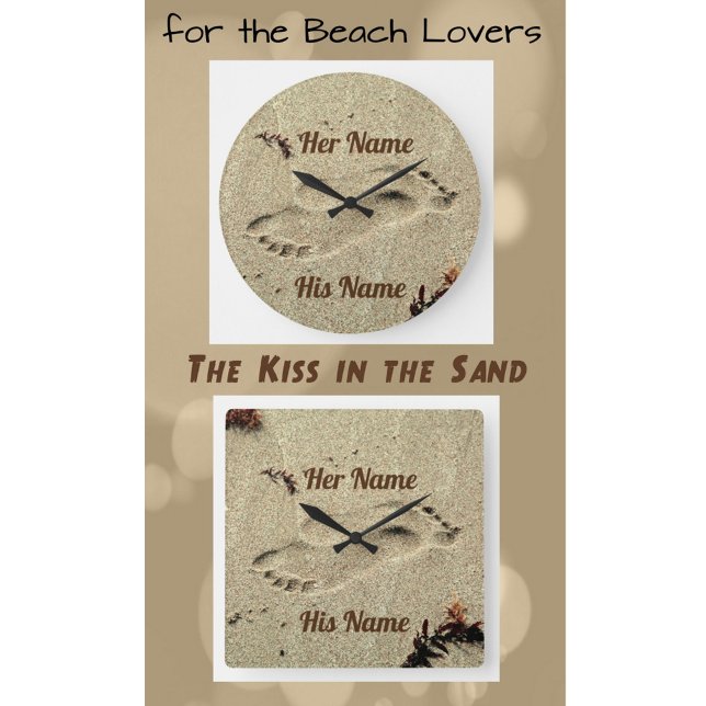 Kuss in den Sand mit der Mauer für Paare Quadratische Wanduhr (Von Creator hochgeladen)