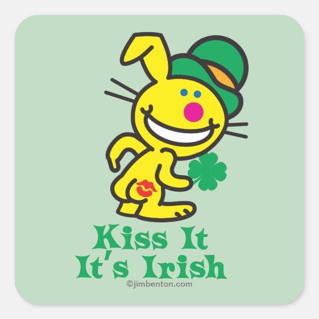 Kuss it quadratischer aufkleber (Vorderseite)