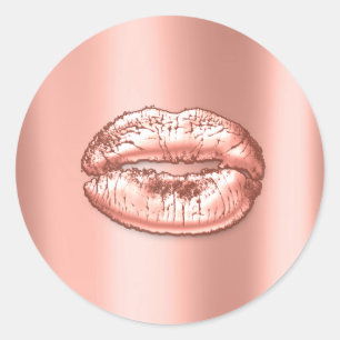 Kuss-Lippenkorallenrotes Runder Aufkleber