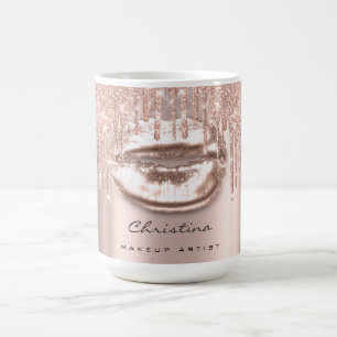 Kuss-Lippenmake-upkünstler-Glitzer-Tropfen Kaffeetasse