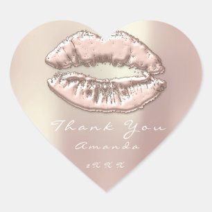 Kuss-LippenRosen-Goldherz-Make-up 16. dankt Namen Herz-Aufkleber