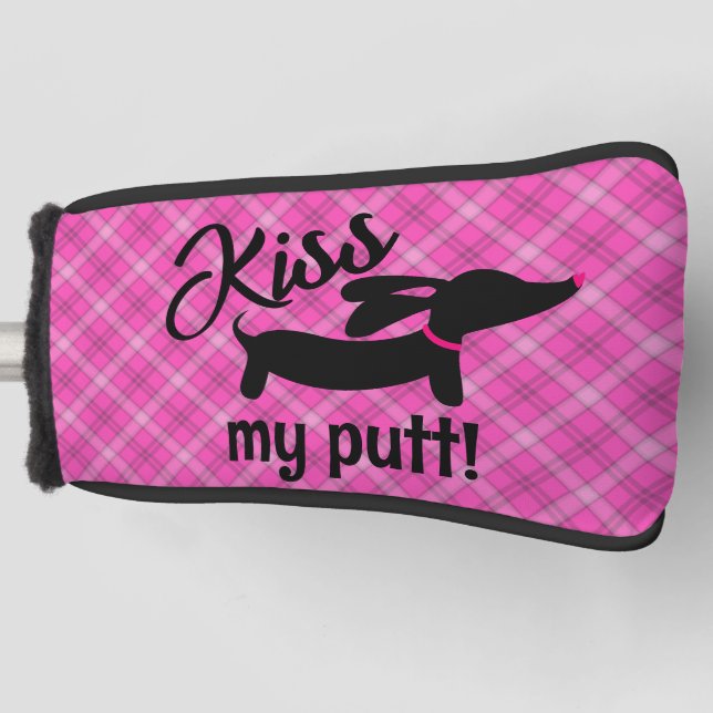 Küss meine Karierte Dackel Dog Putter Kopfbedeckun Golf Headcover (Vorderseite)