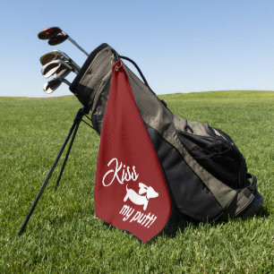 Küss meine Putt-Rote-Dackel-Wange Lustiges Golfhan Golfhandtuch