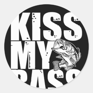 Küss meinen Bass Big Mouth Bass Fischen Runder Aufkleber
