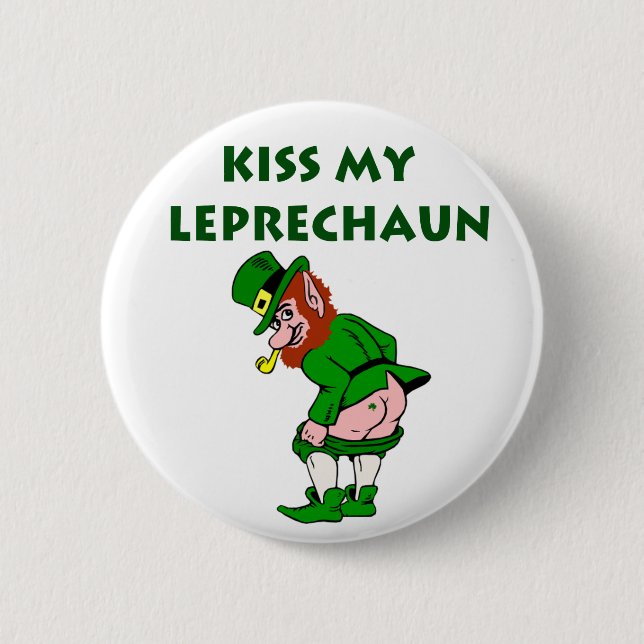 Küss meinen Leprechaun-Button Button (Vorderseite)