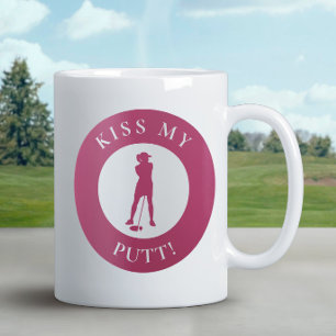 Küss meinen Putt Lustiger Golfer Humor Silhouette Kaffeetasse