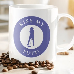 Küss meinen Putt Lustiger Golfer Humor Silhouette Kaffeetasse