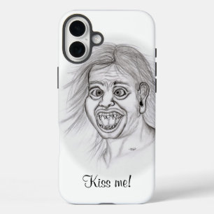 Küss mich! Funny zeichne Schwarz-Weiß-Design iPhone 16 Plus Hülle