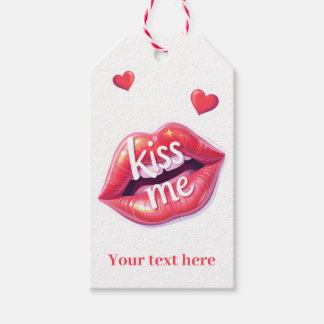 Küss mich Glänzende rote Lippen Kunstillustration Geschenkanhänger