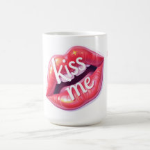 Küss mich Glänzende rote Lippen Kunstillustration