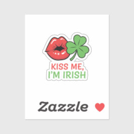 Küss mich, ich bin Ire Flirty Lips Shamrock St. Pa Aufkleber