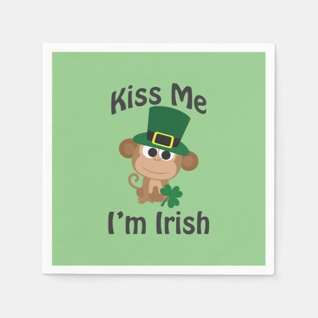 Küss mich, ich bin Irin! Affe Serviette (Vorderseite)
