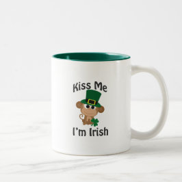Küss mich, ich bin Irin! Affe Zweifarbige Tasse