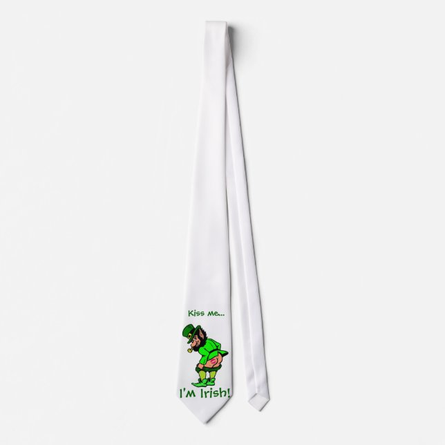Küss mich, ich bin irisch Mooning Leprechaun Neckt Krawatte (Vorderseite)