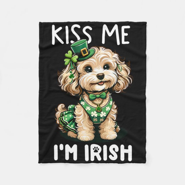 Küss mich, ich bin Irish Doodle Kinder Männer Frau Fleecedecke (Vorderseite)