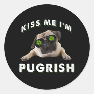 Küss mich i'm Pugrish Runder Aufkleber