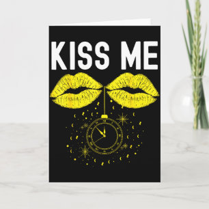 Küss mich Lippen Mitternachts-Countdown Frohes neu Karte