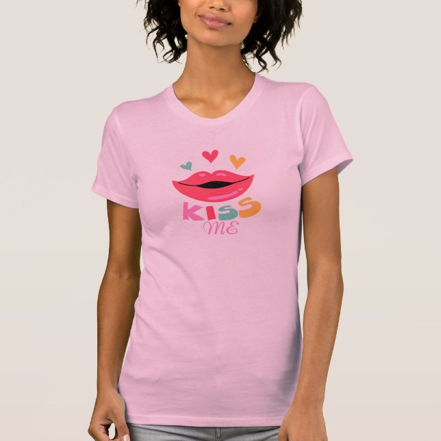Küss Mich-lustige Lips T - Shirt für Frauen. (Vorderseite)