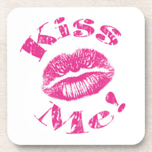 Küss mich! Rosa Lippen Untersetzer