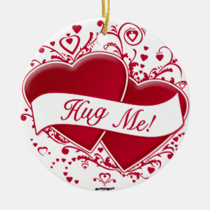 Küss mich! Rote Herzen Keramikornament