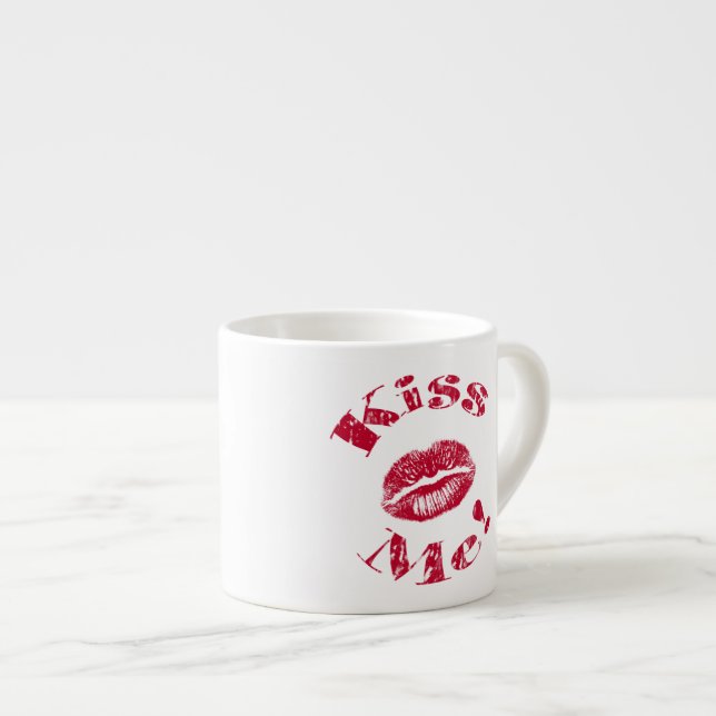 Küss mich! Rote Lippen Espressotasse (Vorderseite Rechts)