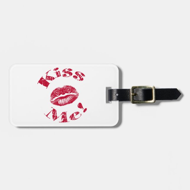Küss mich! Rote Lippen Gepäckanhänger (Vorderseite horizontal)