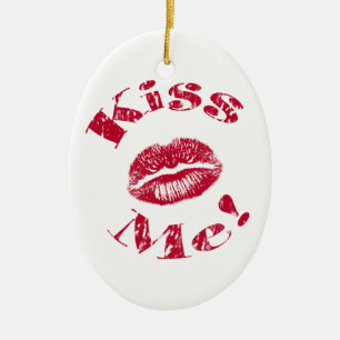 Küss mich! Rote Lippen Keramik Ornament