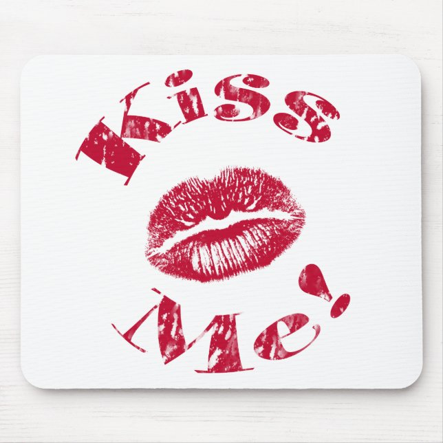 Küss mich! Rote Lippen Mousepad (Vorne)