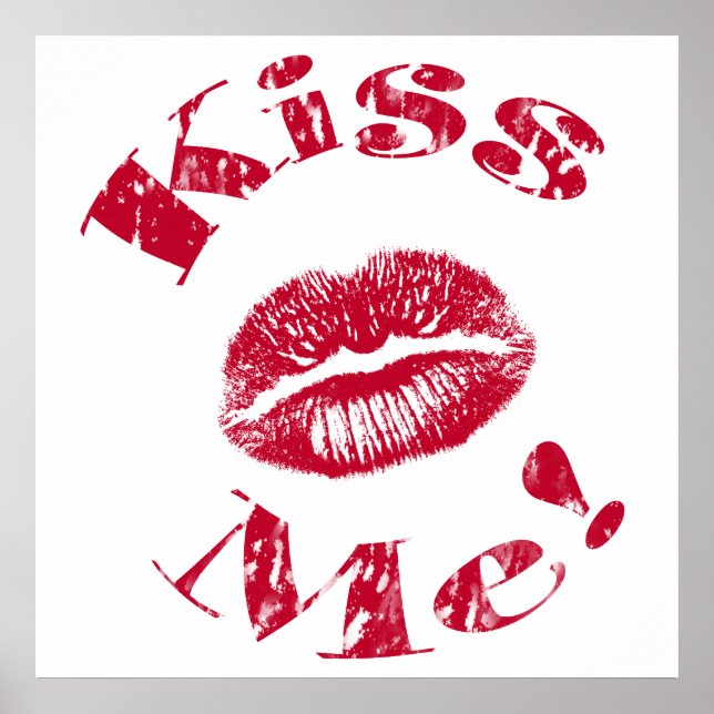 Küss mich! Rote Lippen Poster (Vorne)