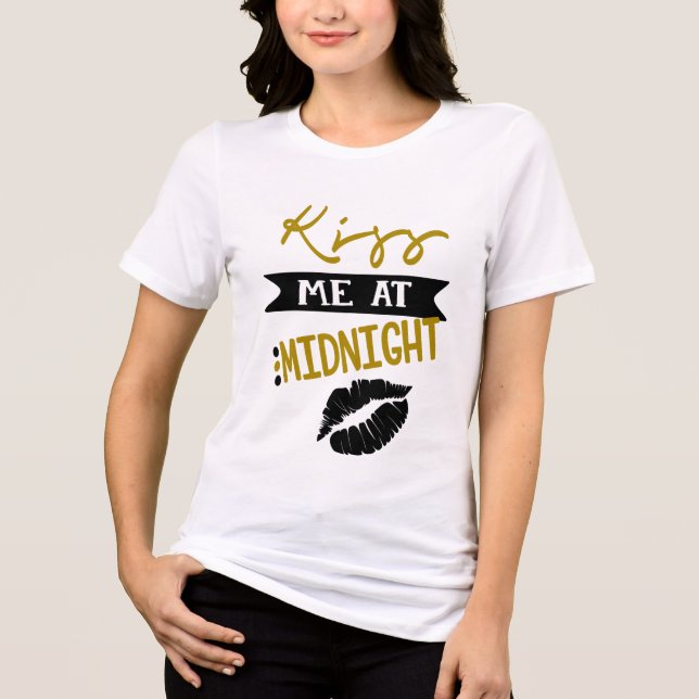 Küss mich um Mitternacht | Neujahr Tri-Blend Shirt (Vorderseite)